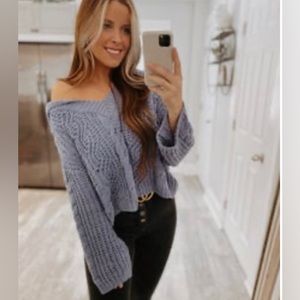 Blue crop Hoodie